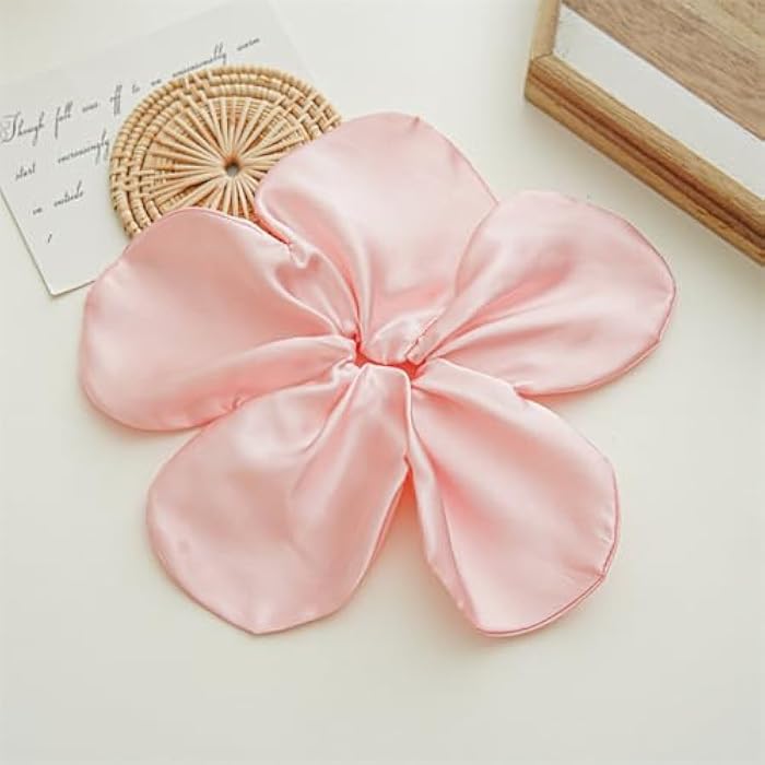 DINPREY Cute Big Flower Hair Scrunchies for women, Floral Hair Ties Flower Hair bands Scrunchies Ponytail Holders Floral Headbands Accessories for Girls (Pink Green Purple) - Image 4